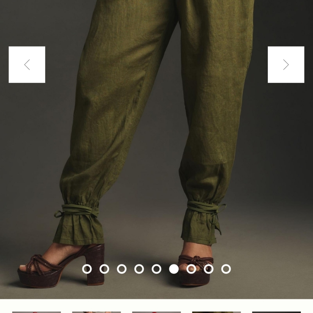 NWOT Camo Green Anthropologie Ankle-Tie Linen Pants In Size 8. - Picture 4 of 5